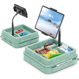 KDD Tablet Pillow Holder - 360Adjustable iPad Pillow Stand for Lap, Bed and Desk - Gooseneck Tablet Soft Pad Dock with Storage Tray and Pocket Compatible with iPad Pro 12.9, Air Mini, Phone,(Green)