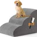 Romrol Dog Stairs Ramp for Beds Couches, Extra Wide Pet Steps with Durable Non-Slip Waterproof Fabric Cover, Dog Slope Stairs for Small Dogs and Cats or Pets Friendly, 3-Tiers,15 Inch