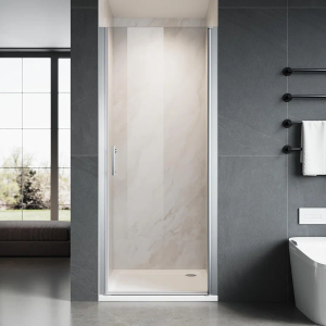 Glass Shower Door 34" W x 72" H, UCALAFEE Frameless Pivot Swing Door with 1/4" (6mm) SGCC Clear Tempered Glass, Waterproof Seal, Easy Clean & Anti-Fog Coating, Reversible Installation, Silver