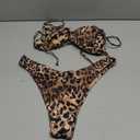 GORGLITTER Women's Cheetah High Cut Thong Bikini Sets Leopard Triangle String Swimsuits 2 Piece Animal Print Bathing Suit L