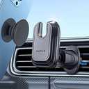 pop-tech Car Vent Phone Mount for Thick Socket Grip, Air Vent Clip Phone Holder Compatible with Magsafe Wallet Black & iPhone Samsung Card Holder, Cellphone Stand with Sticky Adhesive