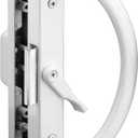 Prime-Line C 1223 Non-Keyed Sliding Glass Door Handle Set  Replace Old or Damaged Door Handles Quickly and Easily  White Diecast, Clamp Style, Surface Mount, Fits 4-15/16 in. Hole Spacing (1 Pack)