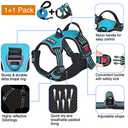 No Pull Dog Harness Adjustable Reflective Oxford Easy Control Medium Large Dog Harness with A Free Heavy Duty 5ft Dog Leash (L (Neck: 18"-25.5", Chest: 24.5"-33"), Blue Harness+Leash)
