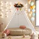 Betterhood 7' Large Teepee Tent for Adults, Play Tent with Carry Bag, 5 Sides Canvas Kids Teepee Tent Indoor & Outdoor Tents for Party, Wedding, Photo Prop, White