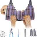 BEAUTYZOO Dog Grooming Hammock for Small Dogs Cat- Dog Sling for Nail Trimming/Clipping- Dogs Hanging Harness Holder with Thick Fabric Neck Support & Strap Restraint Claw Care, Purple XS (Leg Spacing: 6-9.5" / Max W: 15lbs))