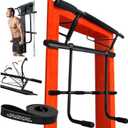 JACKAL Door Pullup Bar and Dip Bar Station - Multi Grip, Removable Dip Bars, Rigid NO WOBBLE, Easy Folding Storage, No Screws, Dip Station and Pull-up Bar for Doorway, Collapsible Dip Station, No Door Damage, High Weight Capacity, Foldable Bodyweight Workout Station
