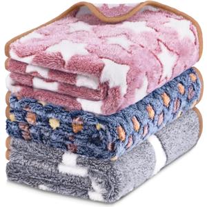 3 Pcs Dog Blanket Super Soft Pet Puppy Blankets Calming Dog Blankets for Small, Medium Large Dogs Warm Sleep Mat Washable Dog Blanket for Puppy Cat (42"30") (Pink, Light Gray, Dark Gray)