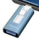 256GB USB Flash Drive for Phone and Pad, Photo Stick High Speed External USB Thumb Drives Photo Storage Memory Stick for Save More Photos and Videos (Blue, 256GB)