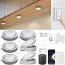Smart Under Cabinet Lights Plug In, 6 Pack LED Puck Lights with App and Remote Control, CCT Tunable 2700K-7000K, Compatible with Alexa and Google Home, Dimmable Wired Lighting Kit for Kitchen,CRI 90+