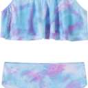 LIZENS Cute Bikini Swimwear Spaghetti Strap Tie Dye 2 Piece Swimsuits for Girls (10-12 Years, Purple)