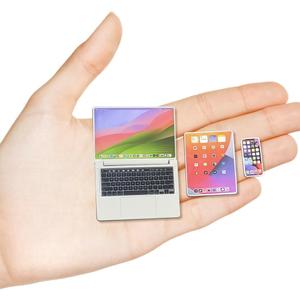 Dollhouse Decoration Miniature Accessories Dollhouse Worlds Smallest Computer Laptop Tablet Phone Simulation Accessories for Doll 1:6 1:12 Miniatures Play Set (Titanium Colour)