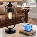 24" Farmhouse Table Lamps for Living Room Set of 2, Black Rustic Lamps for Night Stands with USB Ports, Industrial Bedside Lamp for Bedroom End Tables, Bulbs Included