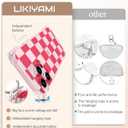 Likiyami for iPhone 15 Pro Max Case - Women Girls Cute Card Holder Crossbody Phone Cover with Pouch Checkered Girly Pretty Aesthetic Adjustable Strap Soft TPU Protective for Apple 15 Pro Max Cases (Pink Plaid)