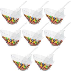 R-kay 16 Pcs Candy Bowls And Plastic Scoops Set - 8 Clear Plastic Candy Bowl 20 Oz And 8 Scoop 6.5 Inch Buffet Containers Set Heavy Duty