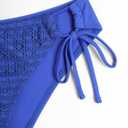 ZAFUL Women's Halter Triangle Bikini Set Crochet Boho Floral Swimsuit Cut Out Tie Side Two Piece Bathing Suit (Blue, XL)
