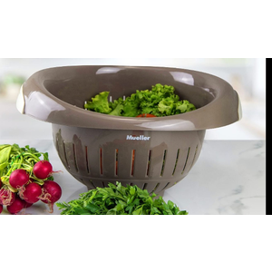 Mueller European Made Colander/Strainer, Heavy Duty Deep for Draining Pasta, Lettuce, Vegetables and Fruit, Dishwasher Safe, Mocca