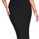 Women's Elegant Sleeveless Square Neck Bodycon Ruched Long Evening Party Dress (Black)