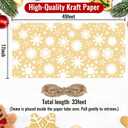 CAKKVDE Vintage Christmas Wrapping Paper Roll - Kraft Gift Wrap with Jute Twine | 17 Inch x 49 Feet Durable Holiday Wrapping Paper for Gifts(White snowflakes)