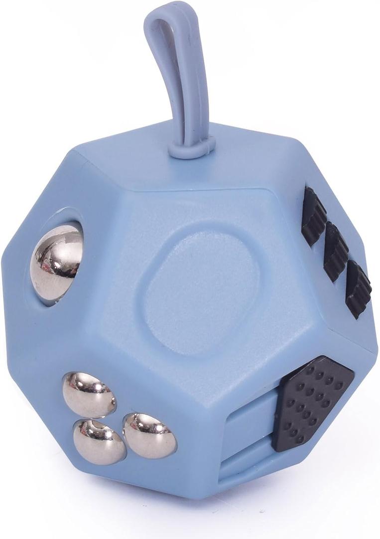Small Fidget Toys,12 Sided Fidget Toys, Mini Cube Toys Relief Stress, Autism and Anxiety Depression Anti for Kids Adults Improve Focus (Grey)