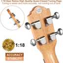 Hricane Concert Ukulele 23 inch UKS-2, 4 Strings Ukeleles For Beginners, Sapele Hawaiian Ukele with Ukulele Case and Ukele String Set (Ziricote Glossy)