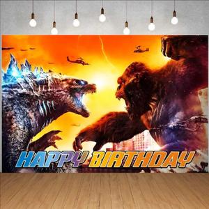 Godzilla Happy Birthday Backdrop, 5x3ft Birthday Banner for Kids Party Supplies Decorations