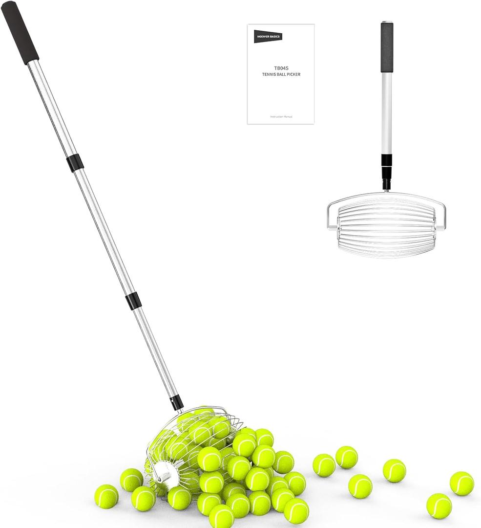 NEEWER Tennis Ball Pickleball Collector Roller, No Bending Over Quick Rolling Picker for Up to 40 Tennis Balls