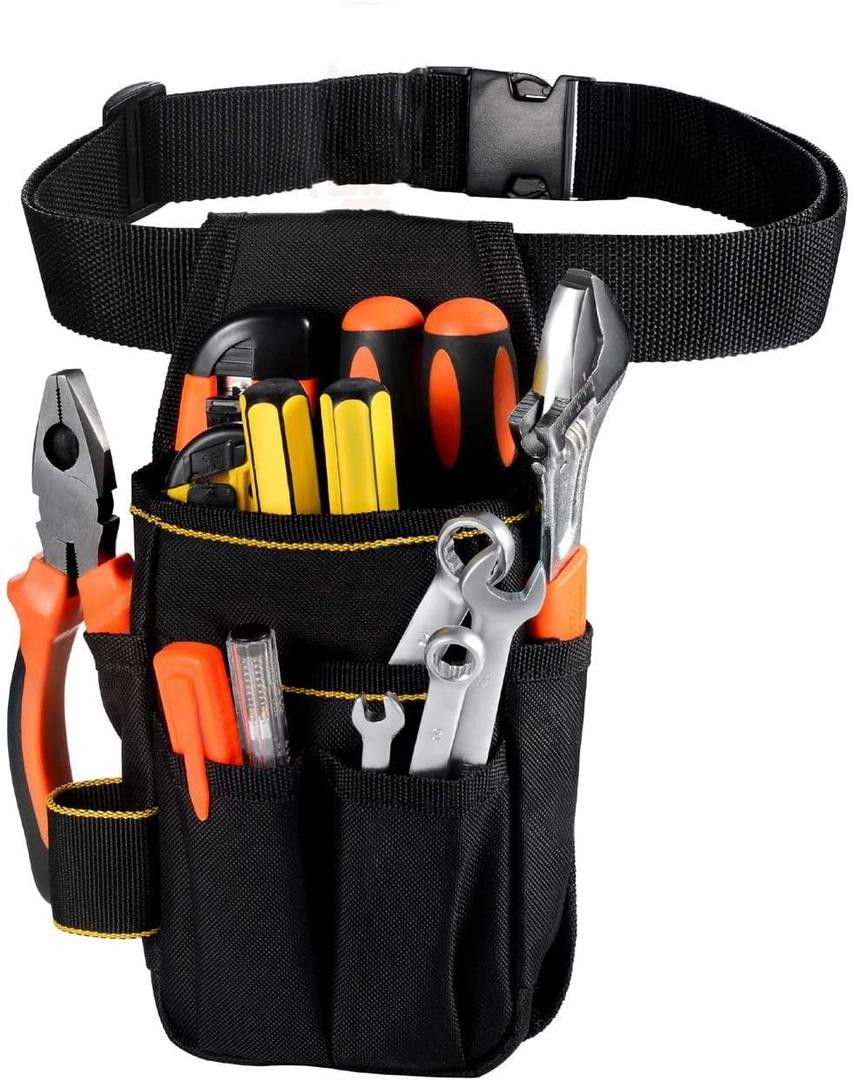 Hardware Tool Storage Belt Bag Pouch Multifunctional Electrician Tool Bag with Portable Adjustable Waist Belt Tool Storage Pouch for Electricians,Carpenters,Gardeners(900D)