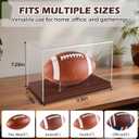 Football Display Case, Acrylic Football Display Box with Wooden Base, UV Protection Clear Case for Official Size Footballs, Sports Memorabilia Display Case
