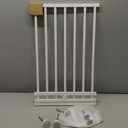 Malier Indoor Dog Gate with Door, 26-41" Extra Wide Full Metal Pet Gate Short Dog Gate for Stairs, Pressure Mount 14'' Tall Small Puppy Low Gate Easy Step Over for Doorways (White)