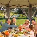 13 x 13FT Pop Up Gazebo, Hexagonal Outdoor Canopy Shelter, Instant Patio Gazebo Tent With Mesh Netting and Strong Steel Frame for Patio Backyard Garden Wedding Party,Light Gray+Dark Gray
