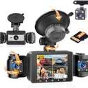 Hikity 4 Channel Dash Cam for car, 360° View Front and Rear Inside 1080P Camera with 64G Card, Night Version, Loop Recording, G-Sensor, 24H Parking Monitor