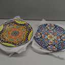 Romatlink 10.5 Inch Ceramic Dinner Plates Set of 6, Bohemian Appetizer Dessert Plates, Microwave Oven Dishwasher Safe, Hand Painted Artisan Design, Gift for Housewarming Thanksgiving