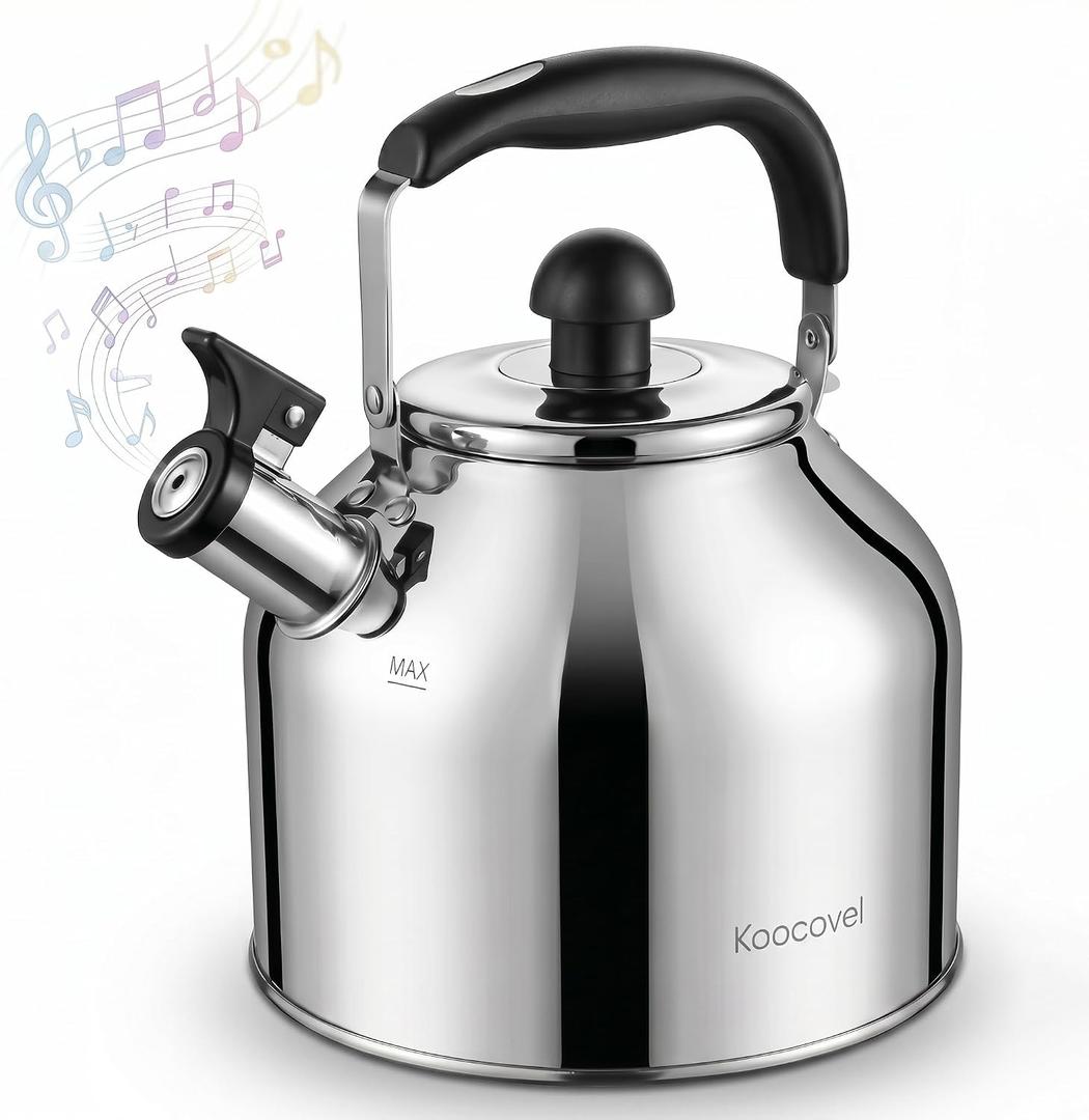 Stovetop Whistling Tea Kettle, 4L/4.2QT, Stainless Steel Tea Pot for Stove, Fast Boiling Water Kettle for Kitchen & Camping (4.2 Quarts)