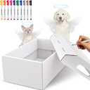 Biodegradable Pet Coffin Casket, 16 x 10 x 7 Pet Burial Box for Dogs Cats Gerbils Chinchillas Burial or Cremation, with 10 Colored Markers by Customizing with Your Own Words