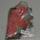 SYROVIA Round Christmas Placemat Set - Cream & Gold Floral/Red & Green Festive Coaster - Embroidered Linen Gift Poinsettia Flower Place Mat Decorative Placemats Heat Resistant Pad, Set of 2 (15.8")