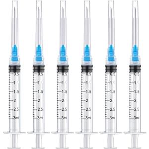 10 Pack 3ml/cc Disposable Luer Lock Lab Syringes with 23Ga 1.5 Inch Needle , Individually Sealed Packed