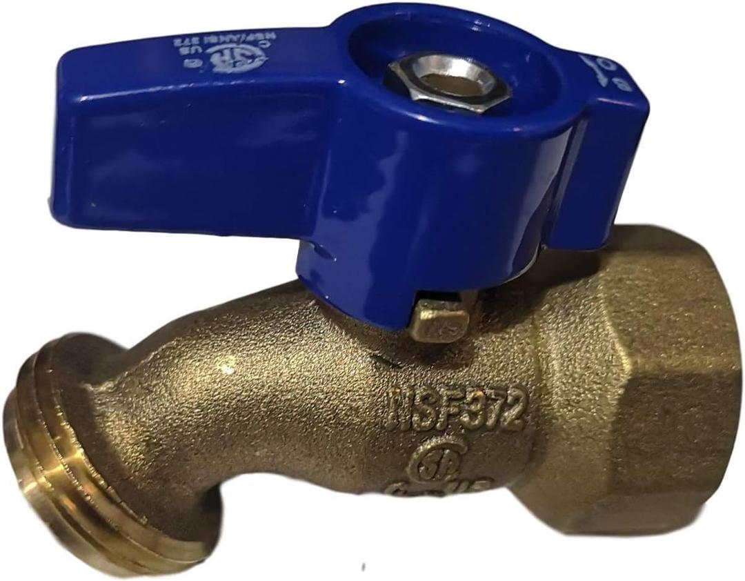 1 Piece XFITTING 3/4" Female NPT x 3/4" Garden Hose Threaded Hose Bibb No-Kink, 1/4 Turn, Brass, Water or Oil, 1 Pack (0.75 Inch)