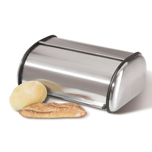 Oggi Stainless Steel Roll Top Bread Box for Kitchen Countertop with Stainless Steel Lid  Fits Multiple Large Loaves of Bread and Other Freshly Baked Goods Including Cookies, Bagels, Muffins