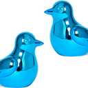Blue Bird Statue Pair, 2-Pack 4 inch Shiny Accent Small Knick Knacks for Home Office Shelf Desk Coffee Table Decoration