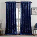 SMILETIME Navy Blue Crushed Velvet Curtains 52x96inch Rod Pocket Luxurious Thermal Insulated Soundproof Drapes Soft and Durable Light-Filtering Window Treatments for Living Room Bedroom, 2 Panels