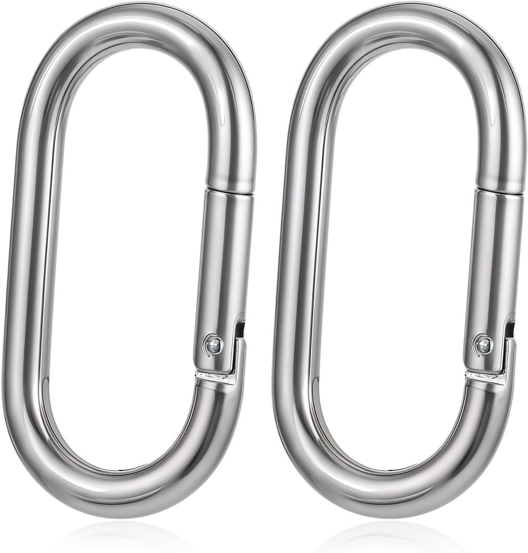 2pcs 4 Inch Carabiner Clip Oval Carabiner Clip Heavy Duty Carabiner Spring Snap Hook Oval Shape 10x100mm
