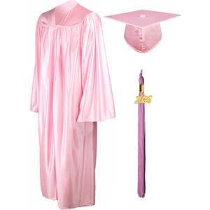 GraduationMall Shiny Graduation Cap and Gown with 2026 Tassel for High School and Bachelor (Pink)