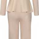 Women Suit Jacket 2 Piece Ruffle Blazer with Wide Leg Pants Suit Long Sleeve Business Casual Outfits (M)