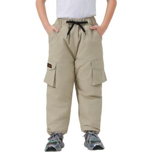 BGX Kids Snow Pants Boys Girls Winter Waterproof Baggy Pants Outdoor Windproof Snowboard Pants (10-11 Years, Khaki)