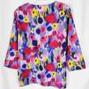 SOLY HUX Women's Floral Print Blouses V Neck 3/4 Sleeve Casual Summer Boho Tops (Blue, XL)