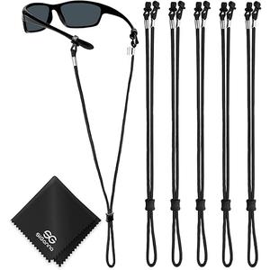 SIGONNA Eye Glasses String Holder Straps - Sports Sunglasses Strap for Men Women - Eyeglass Holders Around Neck - Glasses Retainer Cord Chains Lanyards - 4 Cords (Black)