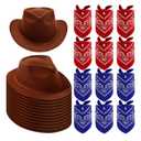 Haysandy 24 Pieces Western Cowboy Hat Set, Felt Cowboy Themed Party Hats with Paisley Bandanas for Kids Costume Party(Brown, Red, Blue)
Amazon's Choice