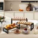 IBUYKE 4 Tier cupcake stand,Wooden Risers Display Stands,Tiered Display Stand for food,Dessert Table Display for Party,Afternoon tea, Family Gatherings,Rustic Brown UTLJ018H