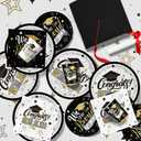 Graduation Decorations 2026 Black and Gold Grad Party Supplies with Disposable Plates, Napkins, Tablecloth, Cups and Congrats Grad Banner for 24 Guests - Graduation Party Decorations