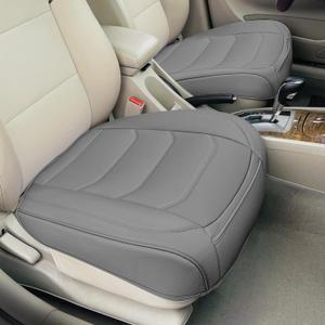 BOPUOVRE Car Seat Cover for Luxury & Comfort - PU Leather, Anti-Slip, Full Wrap Protection with Storage Pocket for Bottom Cushion - Universal Fit for 95% of Vehicles (Gray,2 Piece)